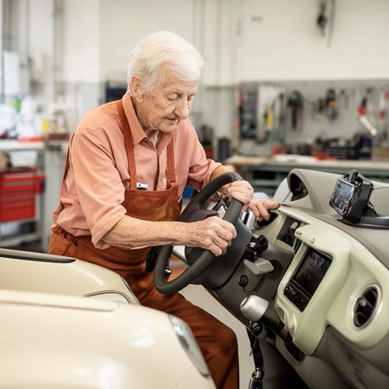 Medewerker controleert een aangepaste auto in een lichte werkplaats in Leeuwarden